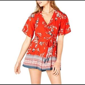 Red Floral Romper